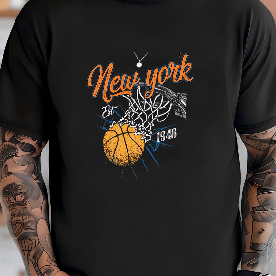 New York Basketball Vintage Est 1946 Shirt, Basketball Retro 90s Hoodie, Game Day Shirt, Gift For Mom, Fathers Day Gift T-shirt