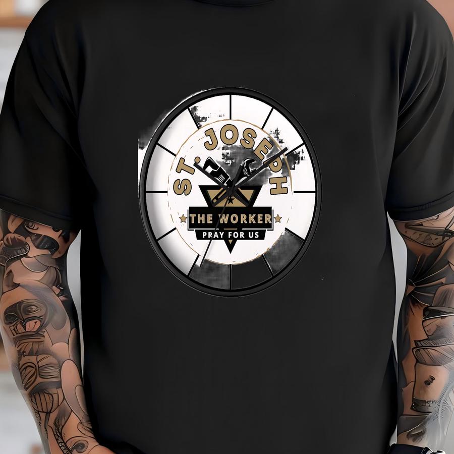 St. Joseph The Worker Wall Clock: Catholic Home Decor Gift T-shirt