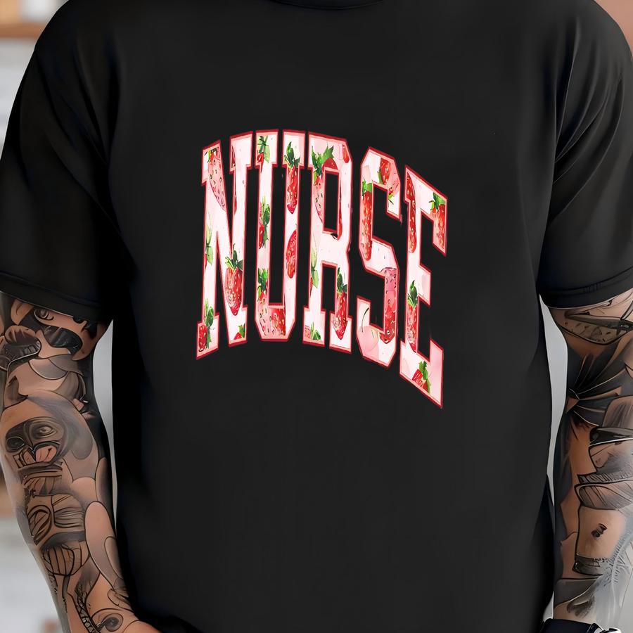 ® Strawberry Nurse Shirt, Nurse Hoodie, Rn Shirt, Nursing School Shirt, Registered Nurse Shirt, Nurse Gift, Strawberry Shirt T-shirt