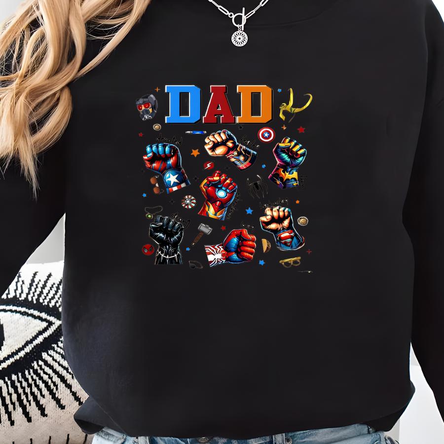 Super Hero Dad Sweatshirt, Fearless ,devoted Dad Hoodie, Father's Day Gift Sweater For Dad, Cool Superhero Dad Hoodie Sweatshirt