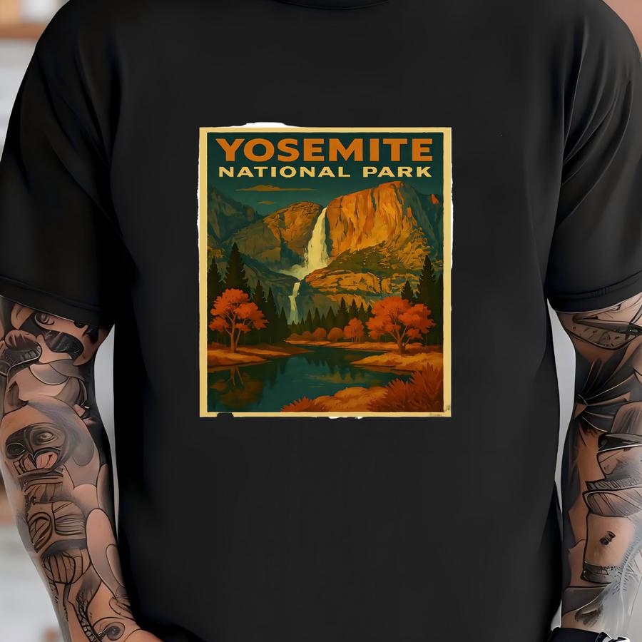 National Park Postcard - Half Dome - Falls - Naturalist Retro Postcard T-shirt