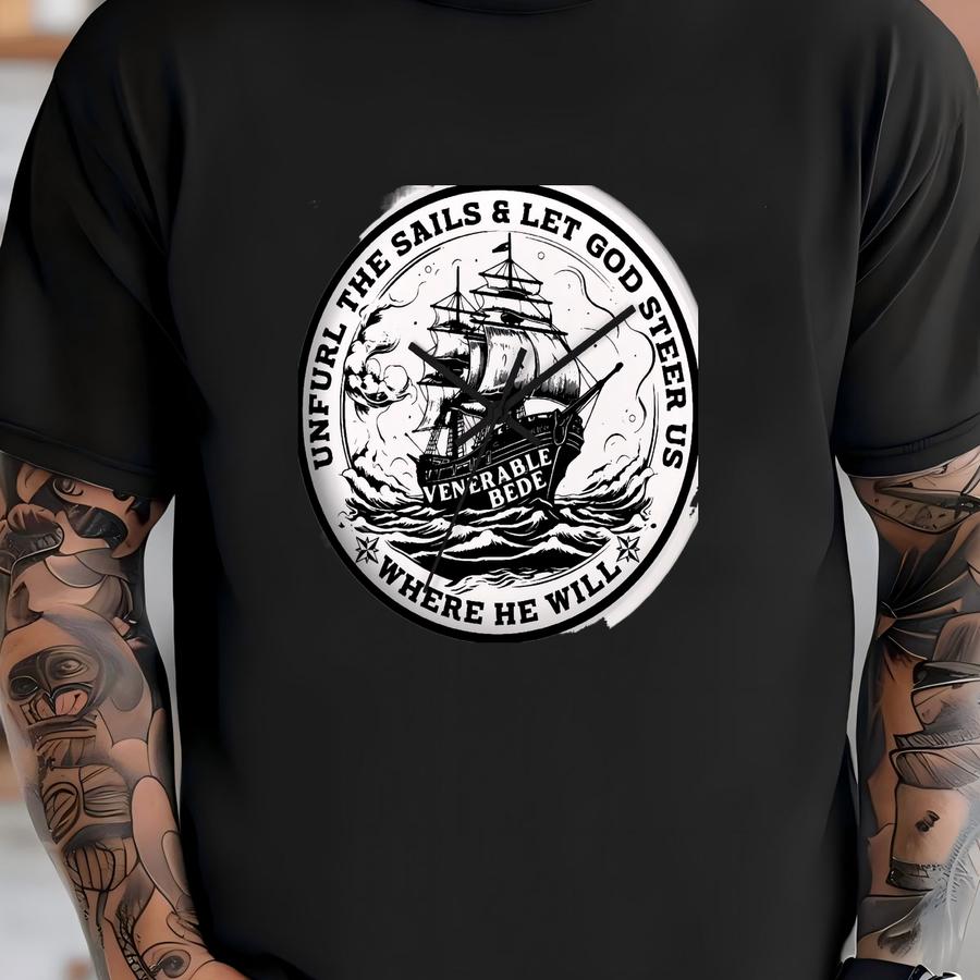 Saint Bede Nautical Wall Clock: Catholic Gift For Scholars (10-inch) T-shirt