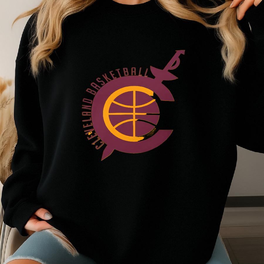 Cleveland Basketball T-shirt Crew Neck Vintage Cle Sports Fan Gift Sports Apparel Sweatshirt