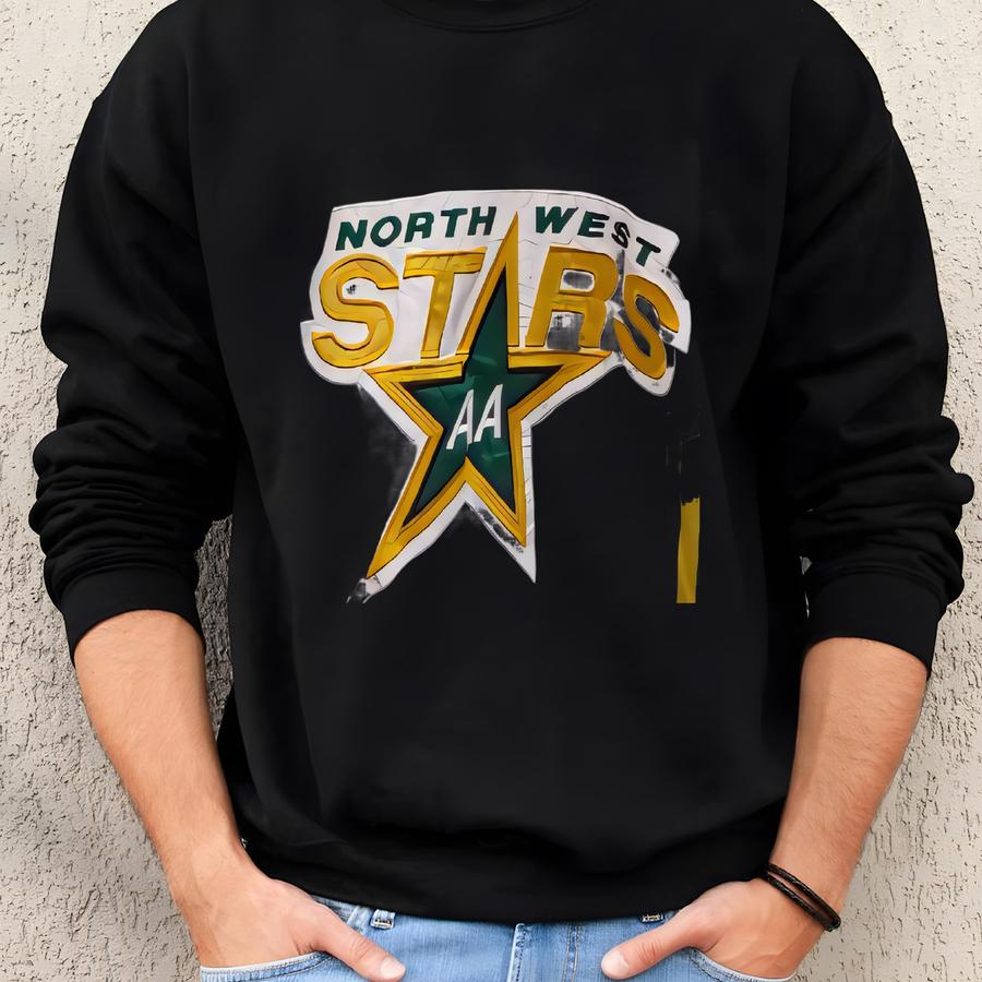 Vtg North West Stars Aa Hockey Jersey Medium Vintage Ccm Jersey Y Logo Green Gold White Size M Sweatshirt