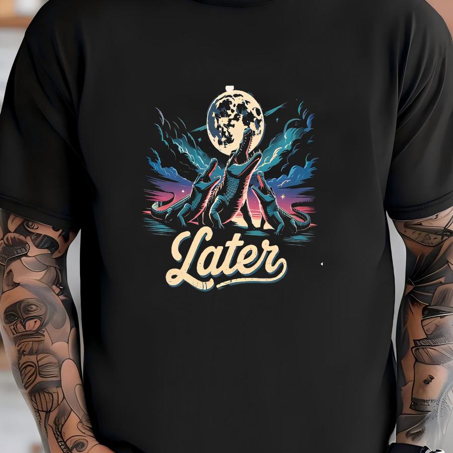 Later Gator Vintage Bootleg Distressed Graphic Shirt, Alligator Retro 90s Y2k Tee, Funky Fashion Apparel Cute Hoodie T-shirt