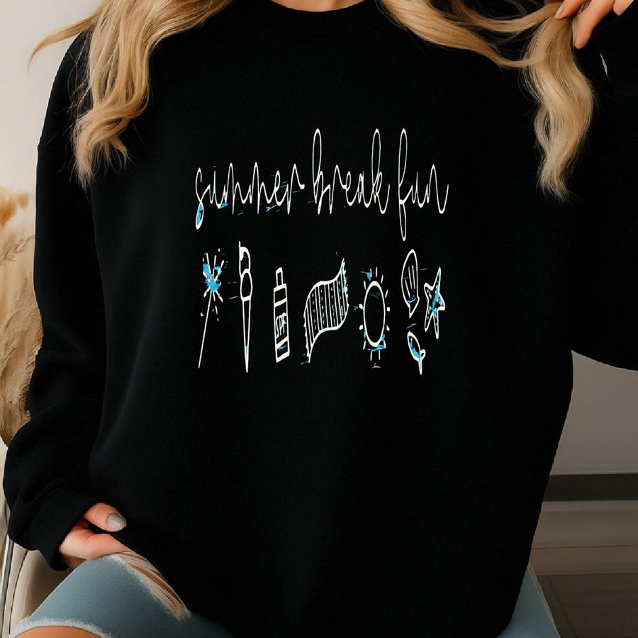 Summer Break Fun Shirt, Teacher Summer Tee, End Of School Shirt, Beach Day Shirt, Vacation Vibes Tee, Cute Summer Graphic Tee Sweatshirt