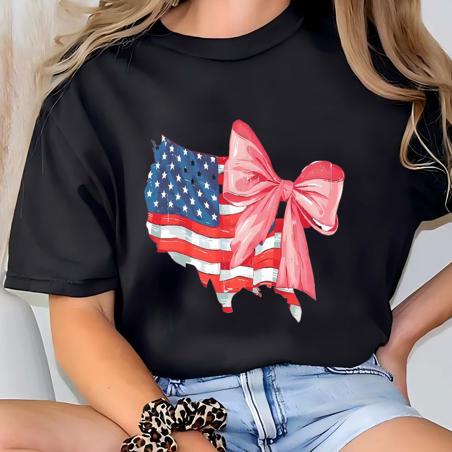 Coquette American Flag Shirt, Independence Day Hoodie, Funny 4th July Shirt, American Girly Shirt, Usa Fourth Of July Sweatshirt T-shirt