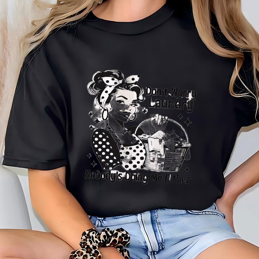 Retro Housewife Tee, Retro 1950s Mom Cotton, Aesthetic Tee, Natural Tee T-shirt