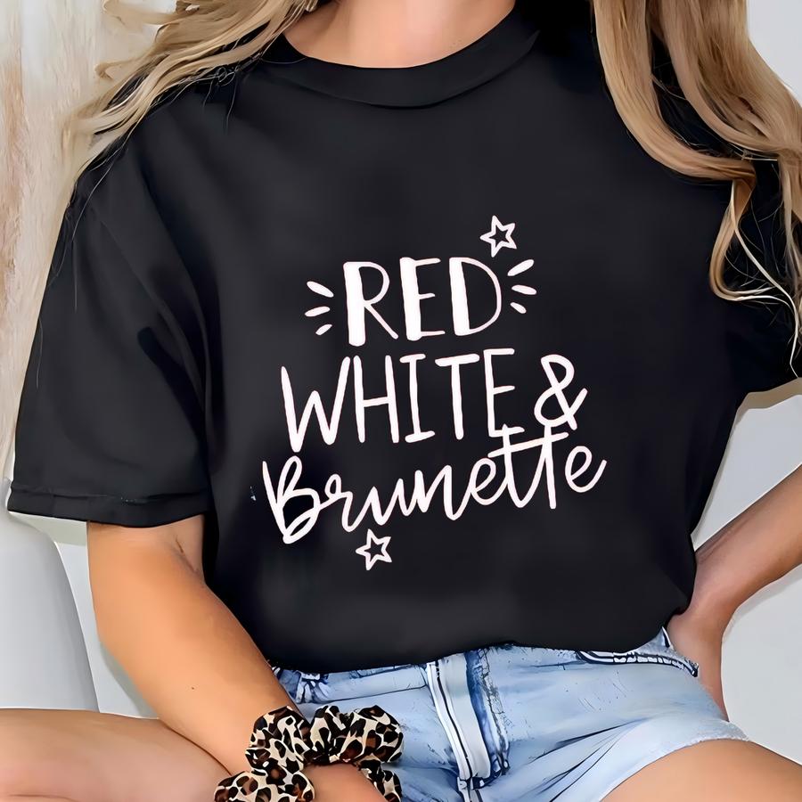 Red White Blonde/brunette Tank Top: Funny 4th Of July Matching Shirts T-shirt