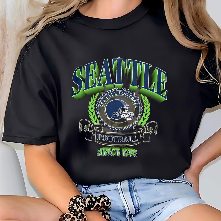 Seattle Football Vintage Style Hoodie,seattle Football Crewneck Hoodie, Seattle Hoodie, Retro Seattle Football Fty7 T-shirt