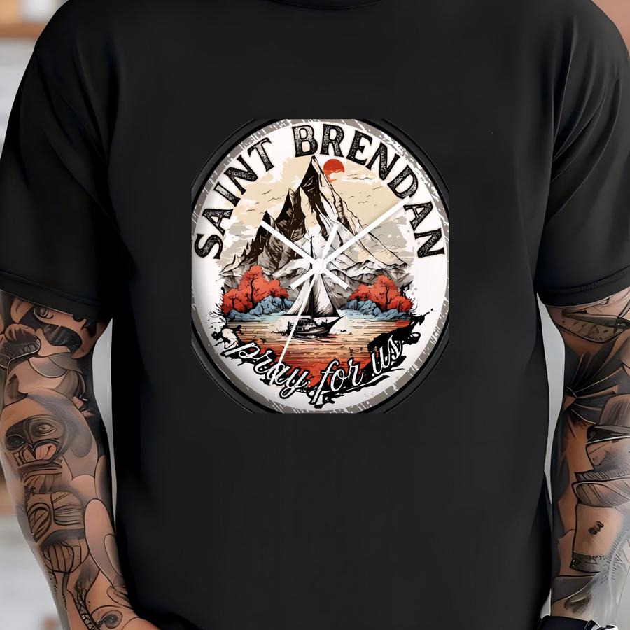 Saint Brendan Wall Clock: Nautical Catholic Decor, Gift For Travelers (10-inch) T-shirt