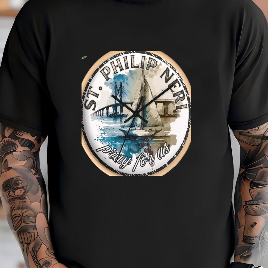 St. Philip Neri Catholic Wall Clock: Patron Saint Of Joy, Sailboat Design T-shirt