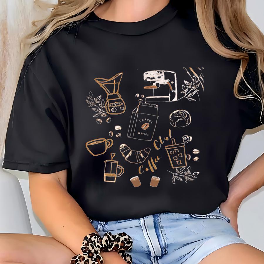 Cozy Coffee Lover Tee For Him And Her - Perfect Barista Gift Or Casual Beach Cover-up Ideal Espresso Girls Trip Wear Or Oversized Beach Top T-shirt