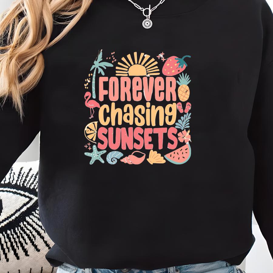 Forever Chasing Sunsets Png, Summer Sublimation Designs, Boho Foral Png, Retro Summer Png, Sunsets Png, Summer 2025 Png, Beach Tshirt Png Sweatshirt