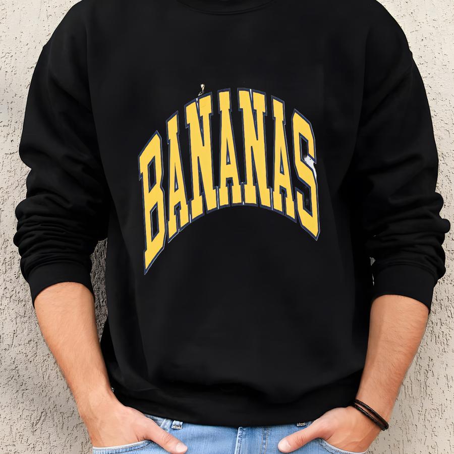 Banana Sweatshirt, Baseball Sweatshirt, Funny Baseball, Baseball Season, Banana Mascot, Let's Go Bananas, Mascot Shirt, Oversized, Fan Sweatshirt
