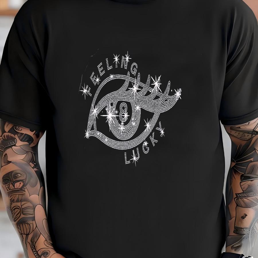 Feeling Lucky Rhinestone Shirt: 8 Ball Party Tee T-shirt