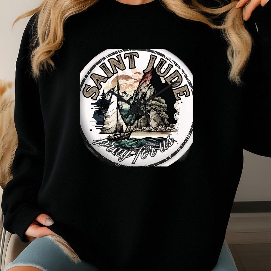 Saint Jude Wall Clock: Nautical Catholic Home Decor Gift Sweatshirt