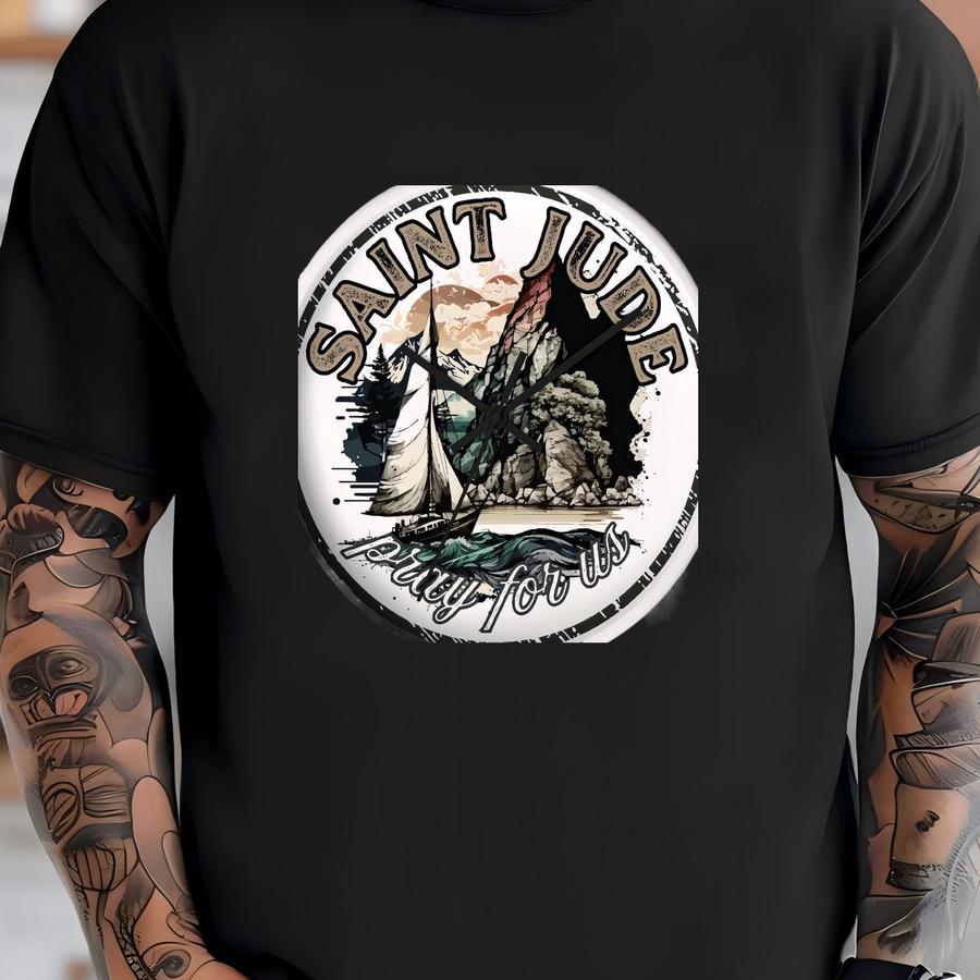 Saint Jude Wall Clock: Nautical Catholic Home Decor Gift T-shirt