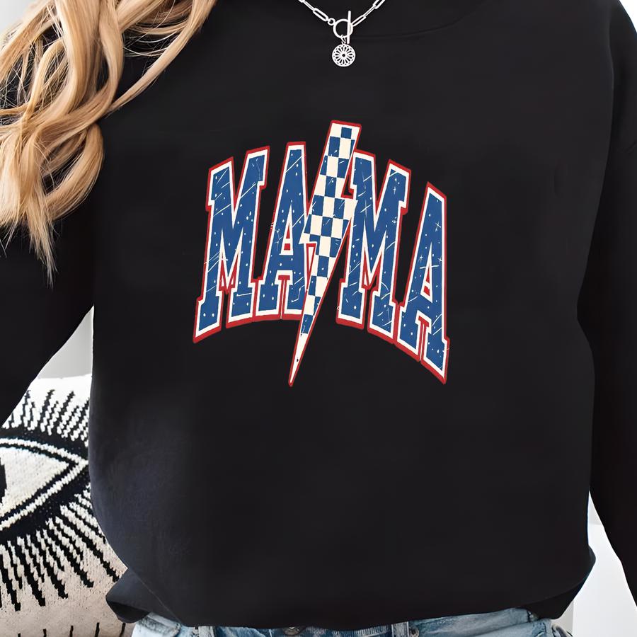 ® 4th Of July Mama Shirt, American Mama, Red White And Due, Patriotic Maternity Tee, July Fourth Shirt Sweatshirt