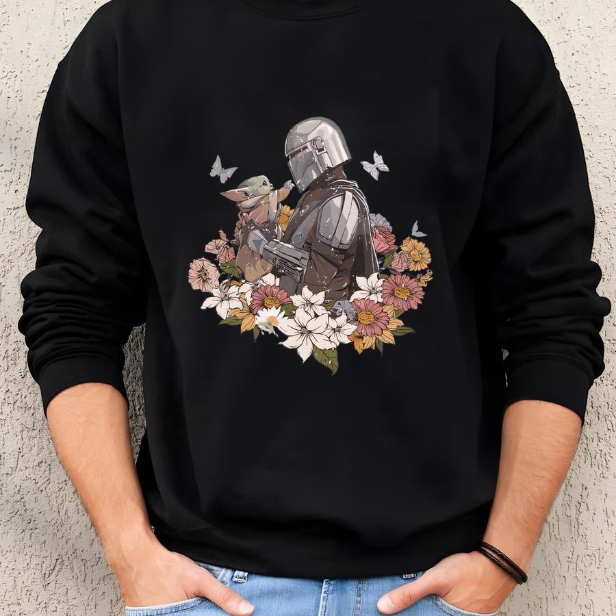 Mandalorian Baby Yoda Floral Shirt,vintage Floral Mandalorian Shirt,this Is The Way Shirt,galaxy's Edge Tee,star Wars Day Tee,land Tee Sweatshirt Mandalorian Baby Yoda Floral Shirt,vintage Floral Mandalorian Shirt,this Is The Way Shirt,galaxy's Edge Tee,star Wars Day Tee,land Tee Sweatshirt