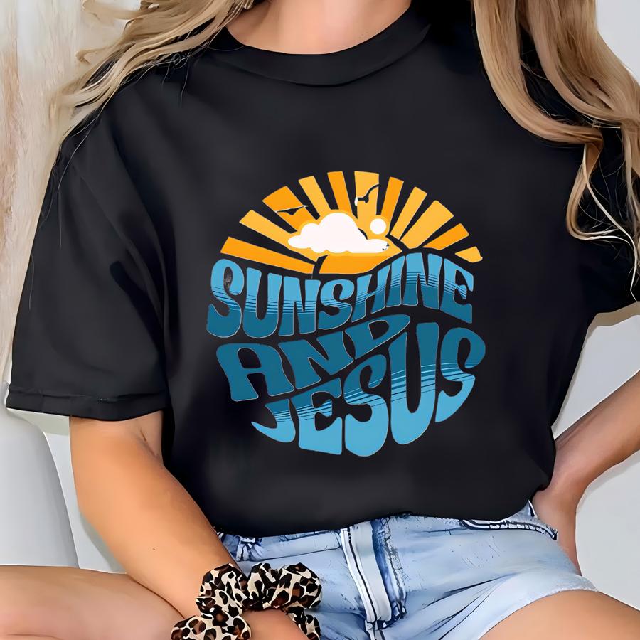 Sunshine And Jesus Hoodie: Unisex Garment-dyed Us Cotton Tee T-shirt