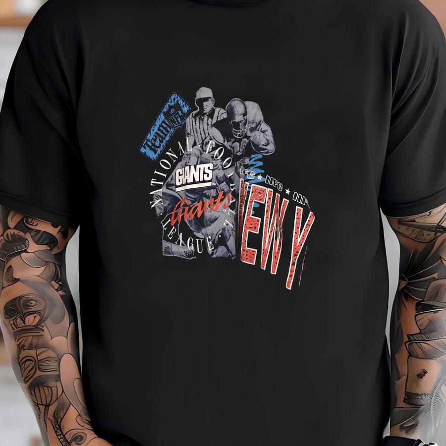 Vintage 90s New York Giants Football Crewneck Sweatshirt All Over Print Large T-shirt