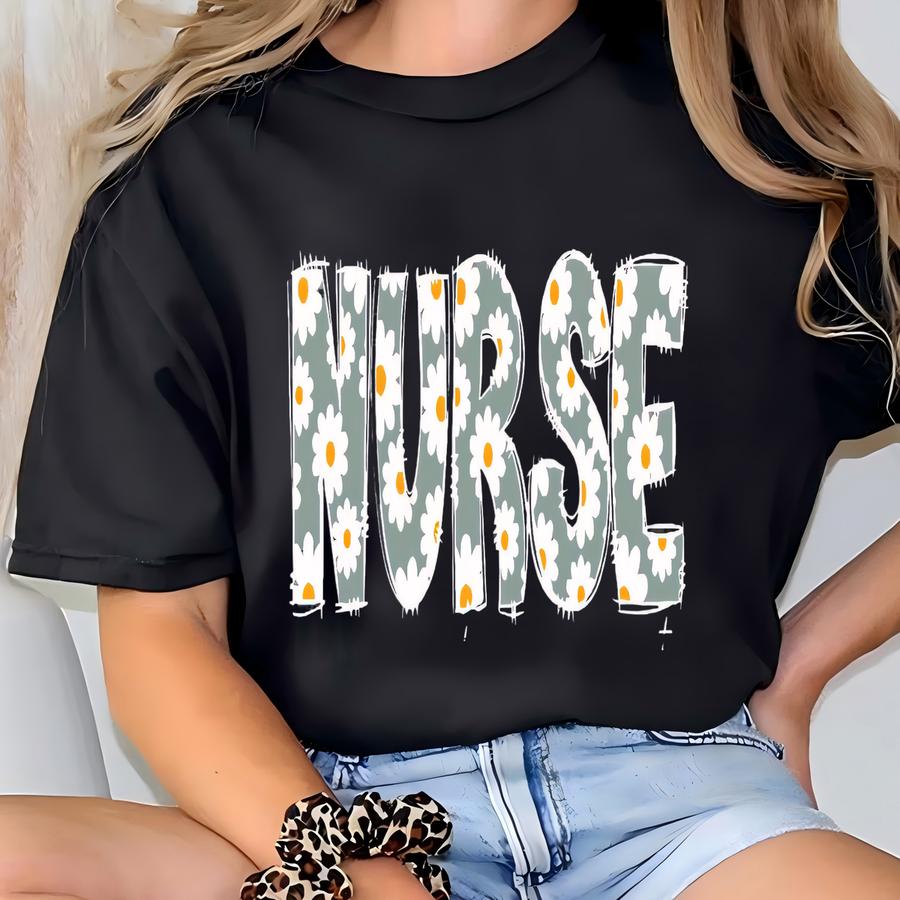 Nurse Daisy Sweatshirt, Floral Nurse Hoodie, Women Nurse Gift, School Nurse Sweater, Nurse Graduation Gift, Nurse Life Hoodie, Nursing Sweat T-shirt