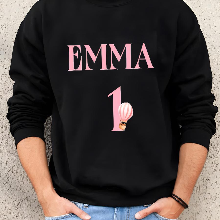 Personalized Pink Hot Air Balloon 1st Birthday Shirt Custom Little Miss Onederful Birthday Girl Shirt First Birthday Outfit Family Matching Sweatshirt