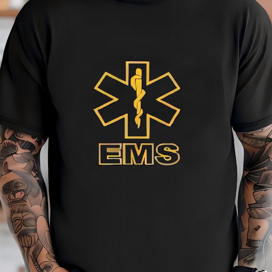 Ems (customizable Text) Yellow On Navy - Short Sve Moisture Wicking Shirts T-shirt