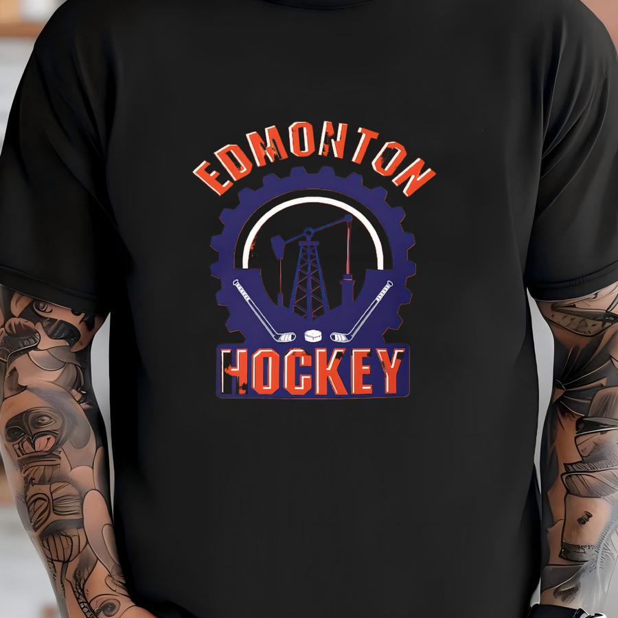 Edmonton Hockey Crew Neck Vintage Hoodie Edmonton Gift Sports Apparel Unisex T-shirt
