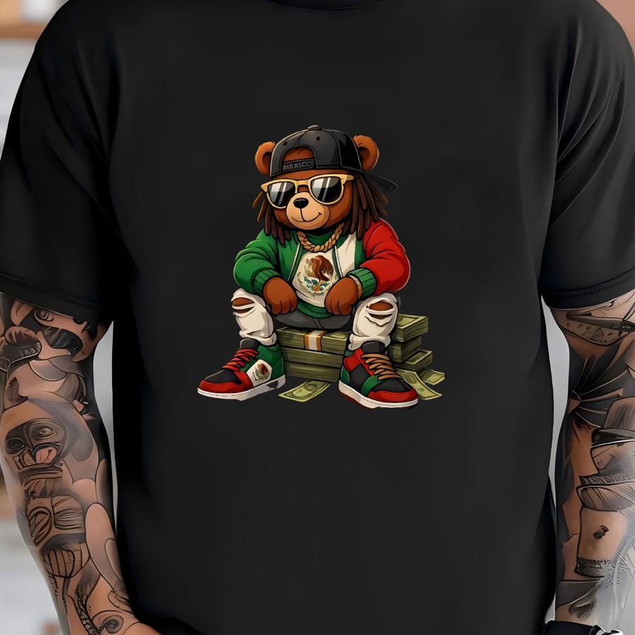 Mexico Flag Teddy Hoodie, Cartoon Teddy Bear Sweatshirt, Mexican Flag Bear Hoodie, Teddy Bear Tee, Mexico Bear Shirt, Mexico Flag T-shirt