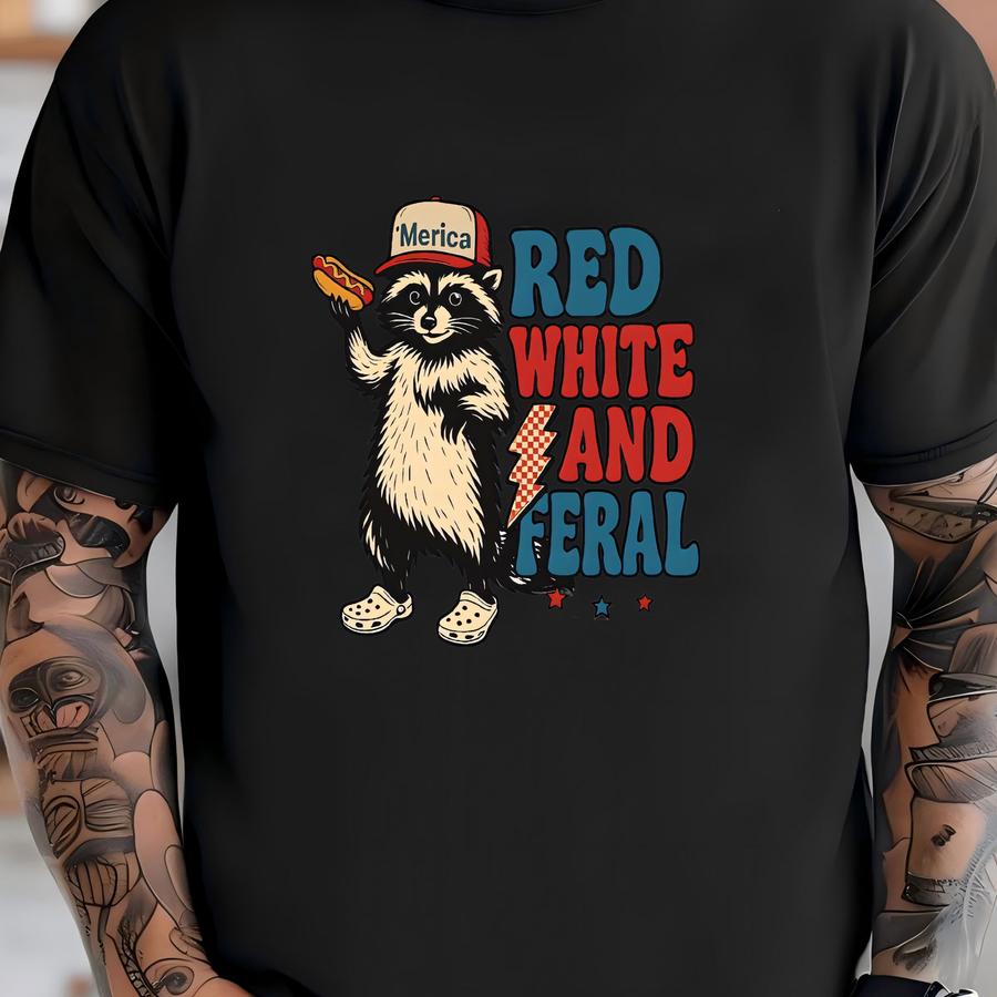 Red White And Shirt, Raccoon Shirt, Funny Raccoon Shirt, 4th Of July Shirt, Shirt, Hotdog Raccoon Shirt, Merica Shirt T-shirt