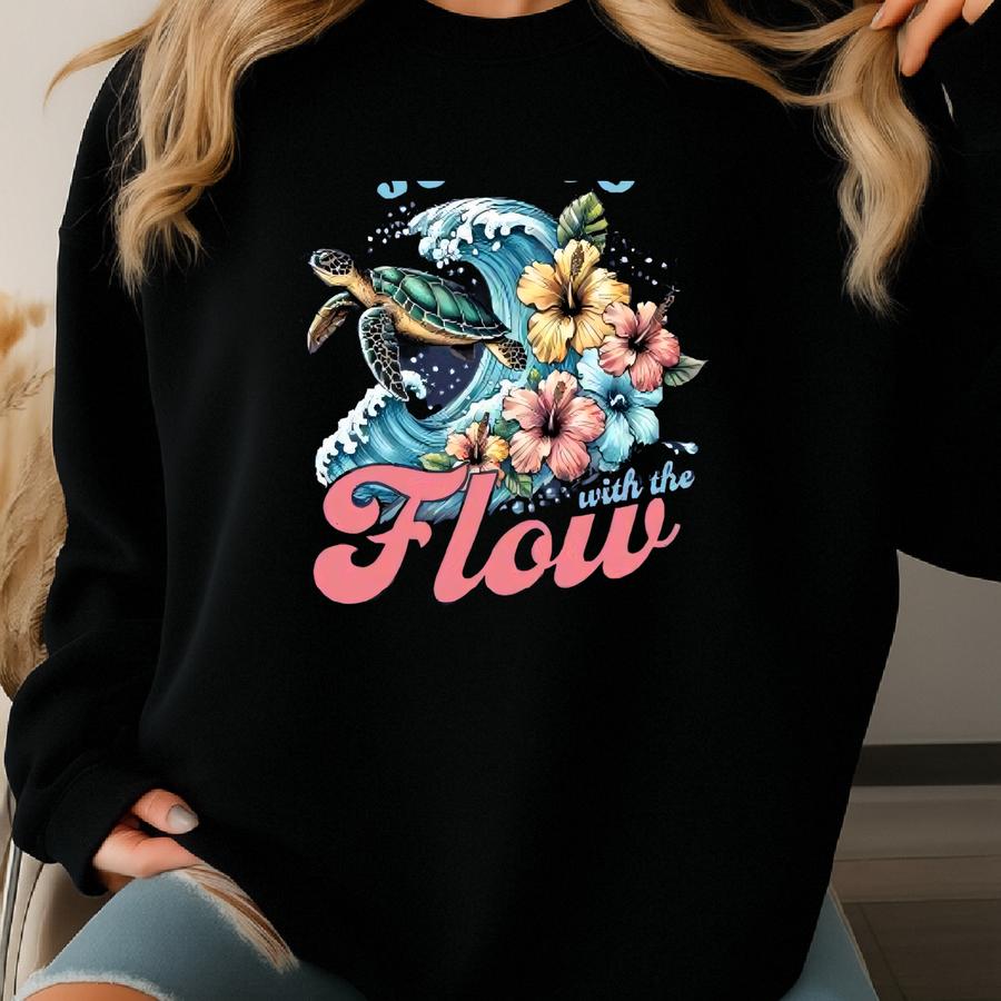 Just Go With The Flow Shirt, Sunshine Shirt, Summer Tee, Summer Vibes Shirt, Gift For Beach Lovers, Summer Holiday Tee,, Ocean Vacation Tee Sweatshirt