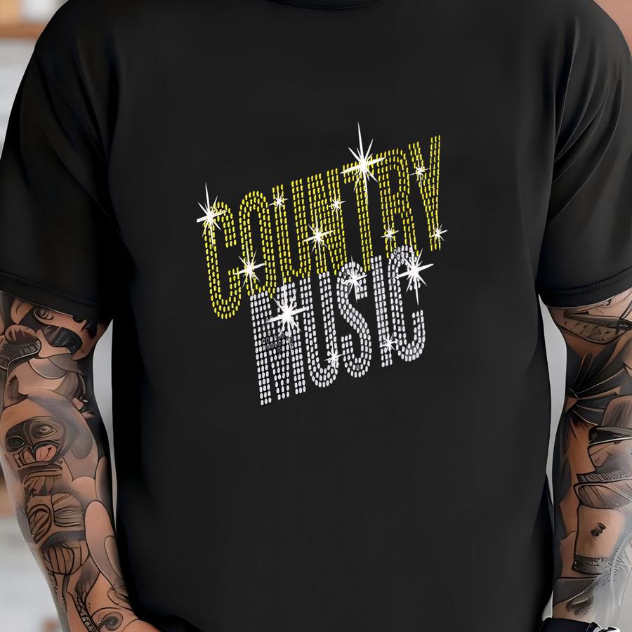Rhinestone Country Music Hat: Flat Bill Cap T-shirt