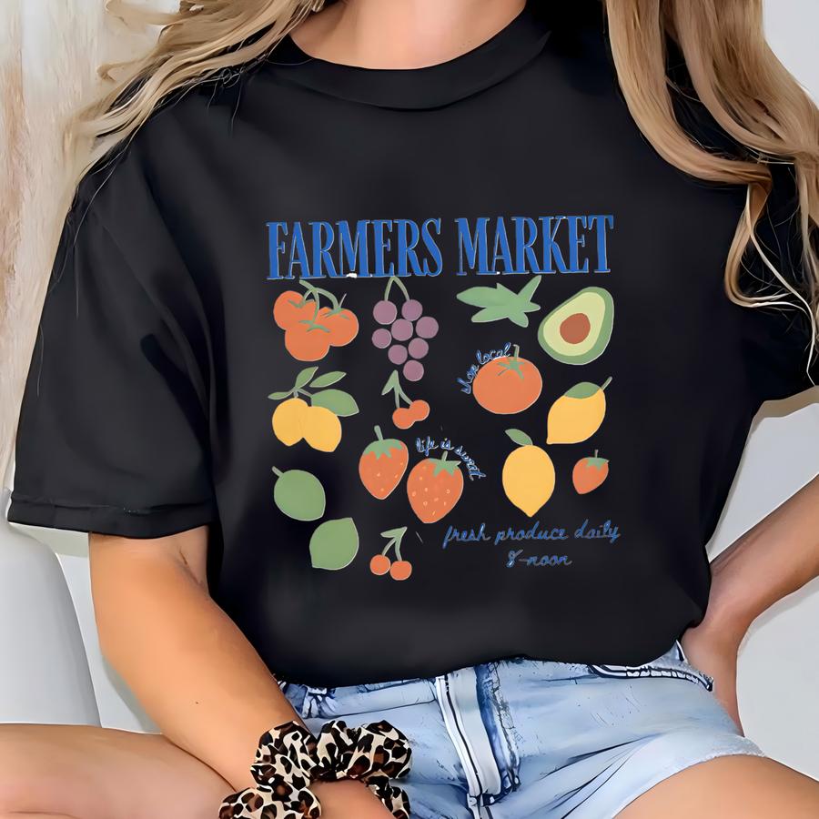 Farmers Market Fruit Shirt, Tomato Girl Summer, Aesthetic Shirt, Support Local Shirt, , Fresh And Local Shirt, Market T T-shirt