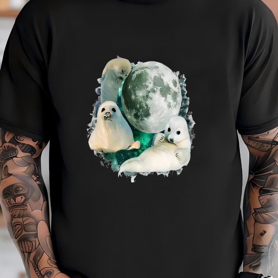 Baby Seal Moon Baby ® - Vintage Seal Baby Clothes - Funny Meme Baby Bodysuit - Cute Sea Life Natural Baby ® T-shirt