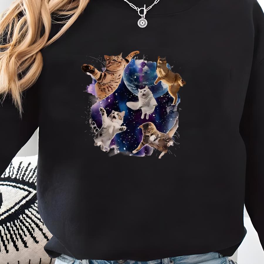 Galaxy Cats In Space Toddler Shirt - 90s Cat Lover Graphic Tee - Space Galaxy Kids Shirt - Natural Toddler Shirt - Toddler Gift Sweatshirt