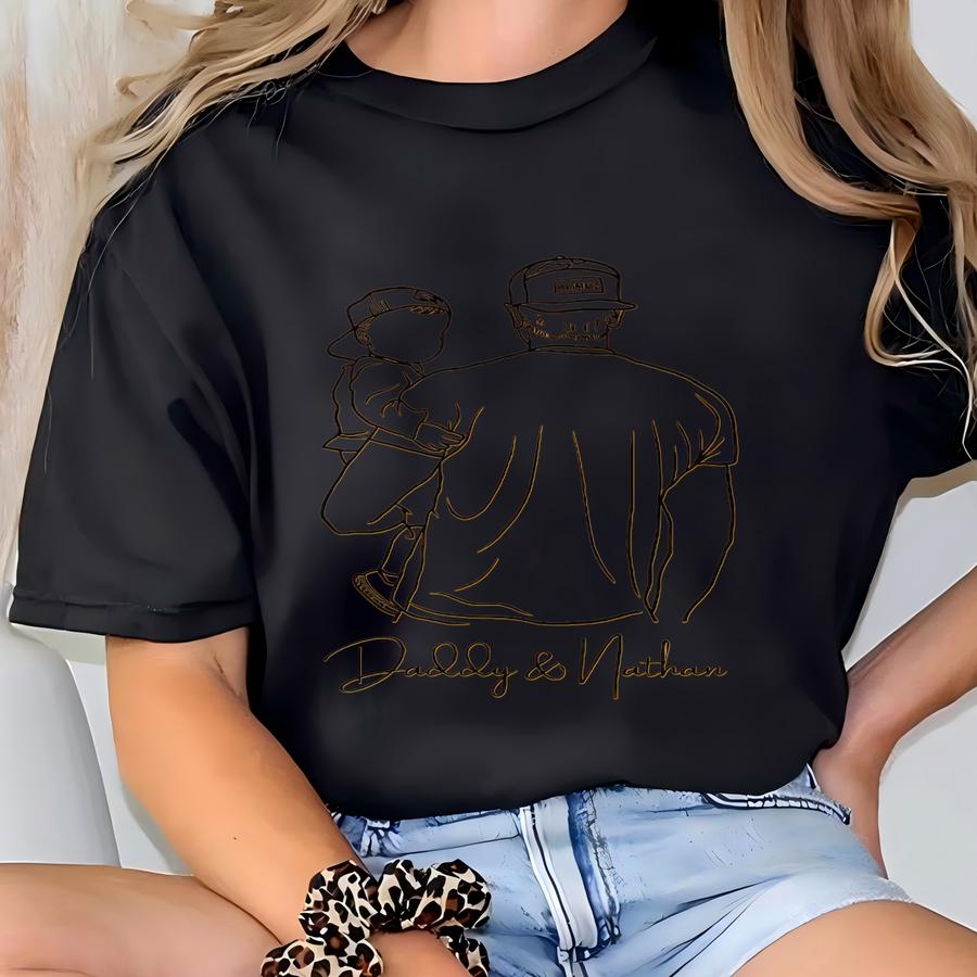 Father's Day Gifts From Kids, Personalized Engraved Beer Glass From Photo Dad And Kids , Custom Portrait Photo Mixing Glass, New Dad Gifts T-shirt