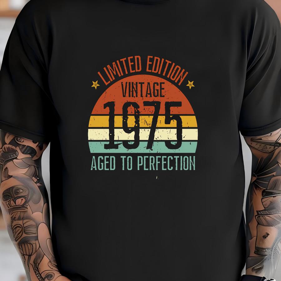 Vintage 1975 Limited Edition Shirt | Aged To Perfection 50 Years, 50th Birthday Shirt, 50 Year Old Shirt, Bday Gift For Him, Retro Nostalgic T-shirt