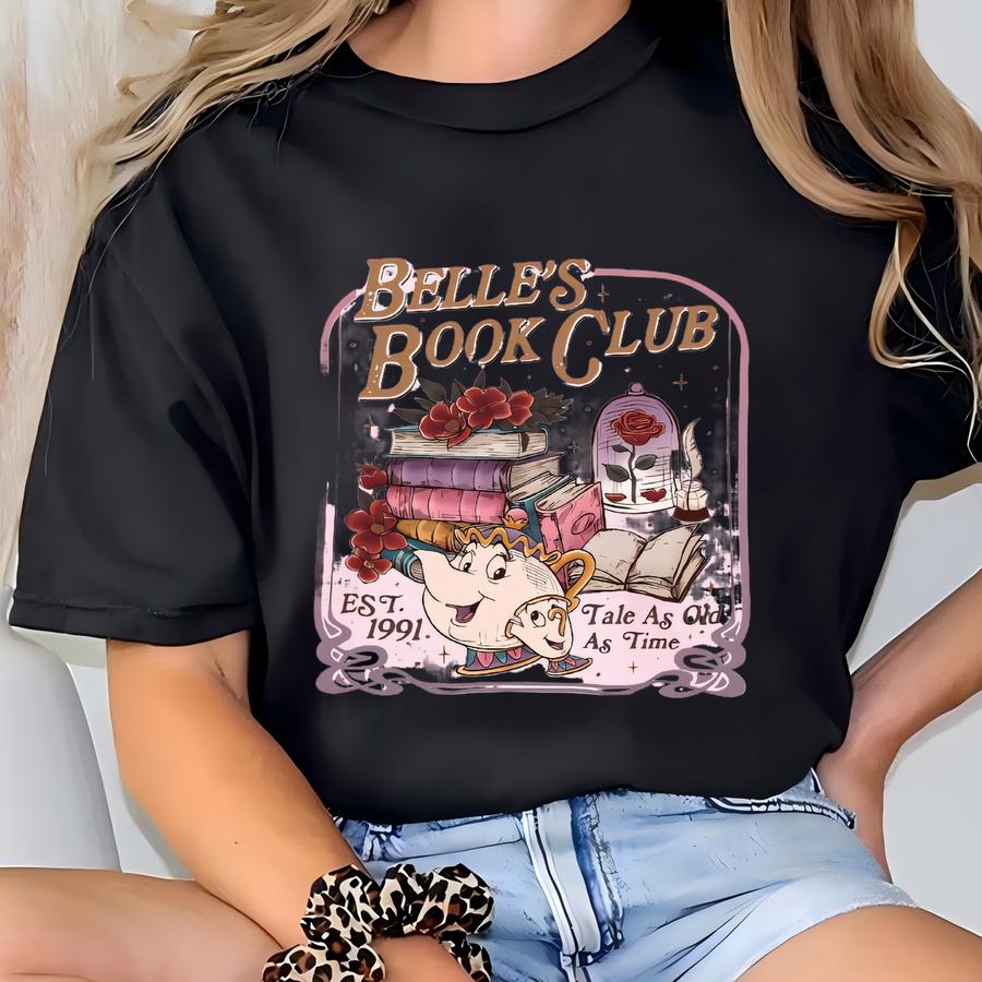 ® Belle's Book Club Shirt, Love Reading Gift For Her, Belle Princess Book Tee, Coffee And Book Shirt,bookish Gifts For Readers T-shirt