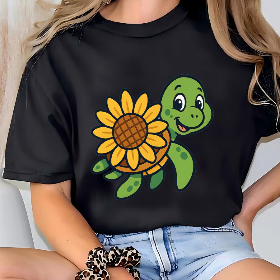 Suower Turtle Shirt | Shirt | Animal Shirt | Beach Tee | Flower Tee | Trend Graphic Shirt | Turtle Lover | Ocean Tee T-shirt
