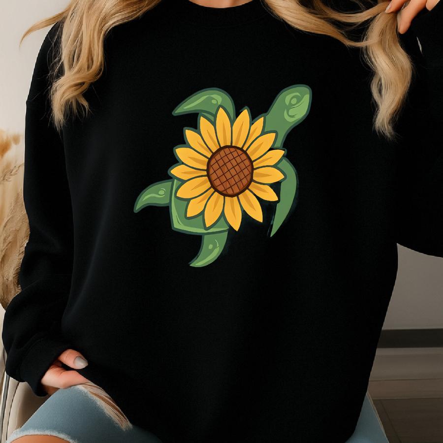 Suower Turtle Shirt | Shirt | Animal Shirt | Beach Tee | Flower Tee | Trend Graphic Shirt | Turtle Lover | Ocean Tee Sweatshirt