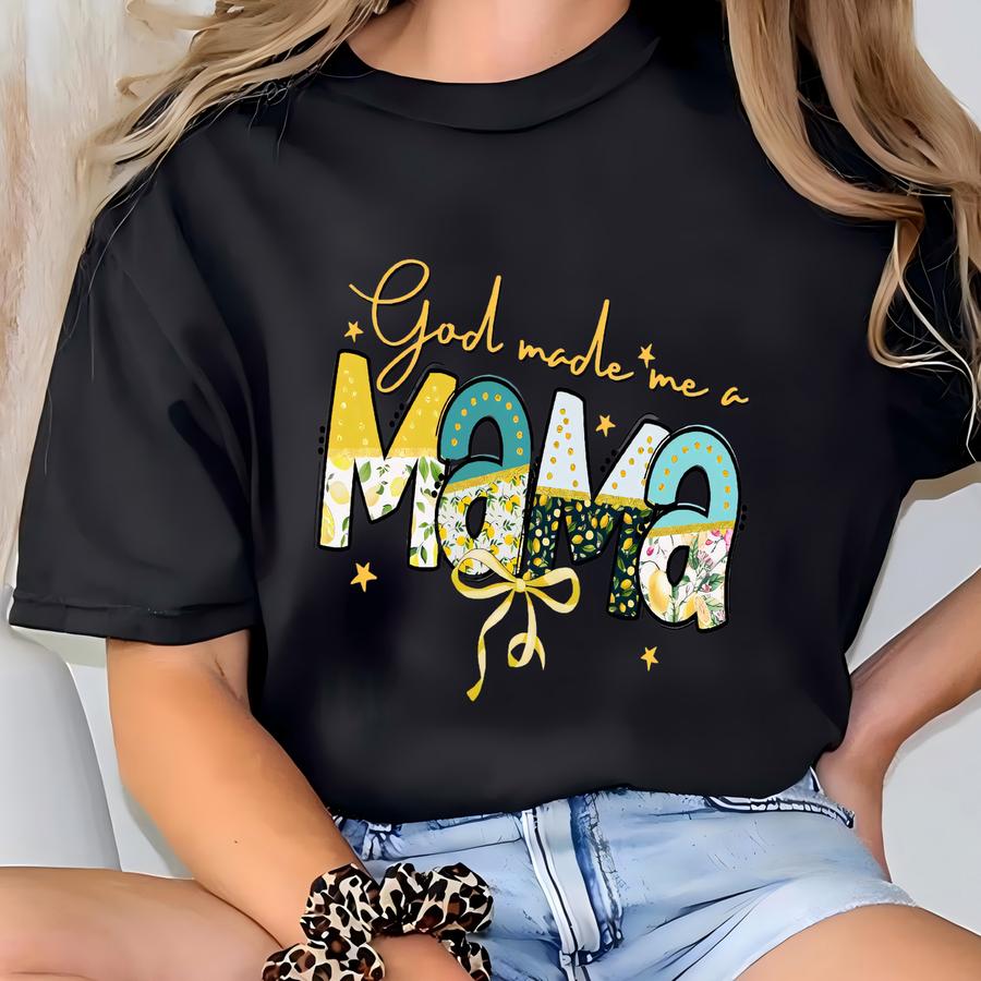 Comfort Color Mama Tank Top, God Made Me A Mama, Gift For Mom Shirt, Christian Shirt, New Mom, Pregnancy Reveal Mama Shirt, Lemon Shirt T-shirt