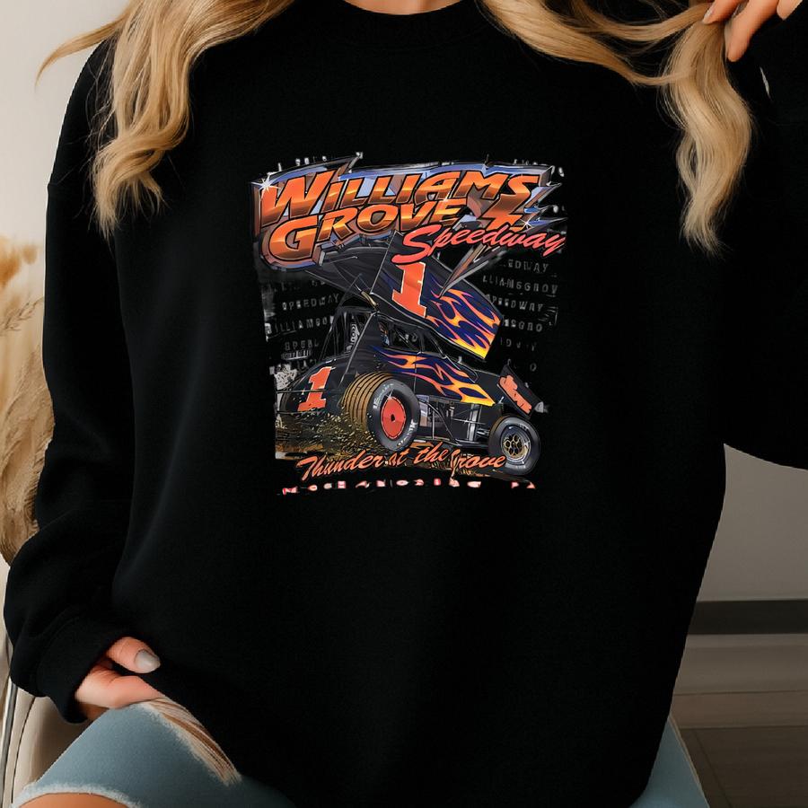 Vintage 90s Williams Grove Speedway Racing Sweatshirt X Williams Sprint Car Printed Crewneck Car Racing Mechanicsburg Sweater Size Xxl Sweatshirt