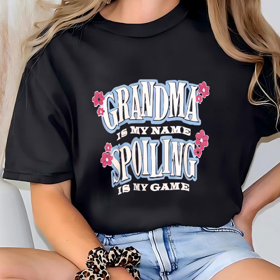 Vintage Quote Grandma Is My Name Sweatshirt Spoiling Is My Game Spell Out Sweater Grandma Lover Jumper Mama Blue Crewneck Size Xl T-shirt