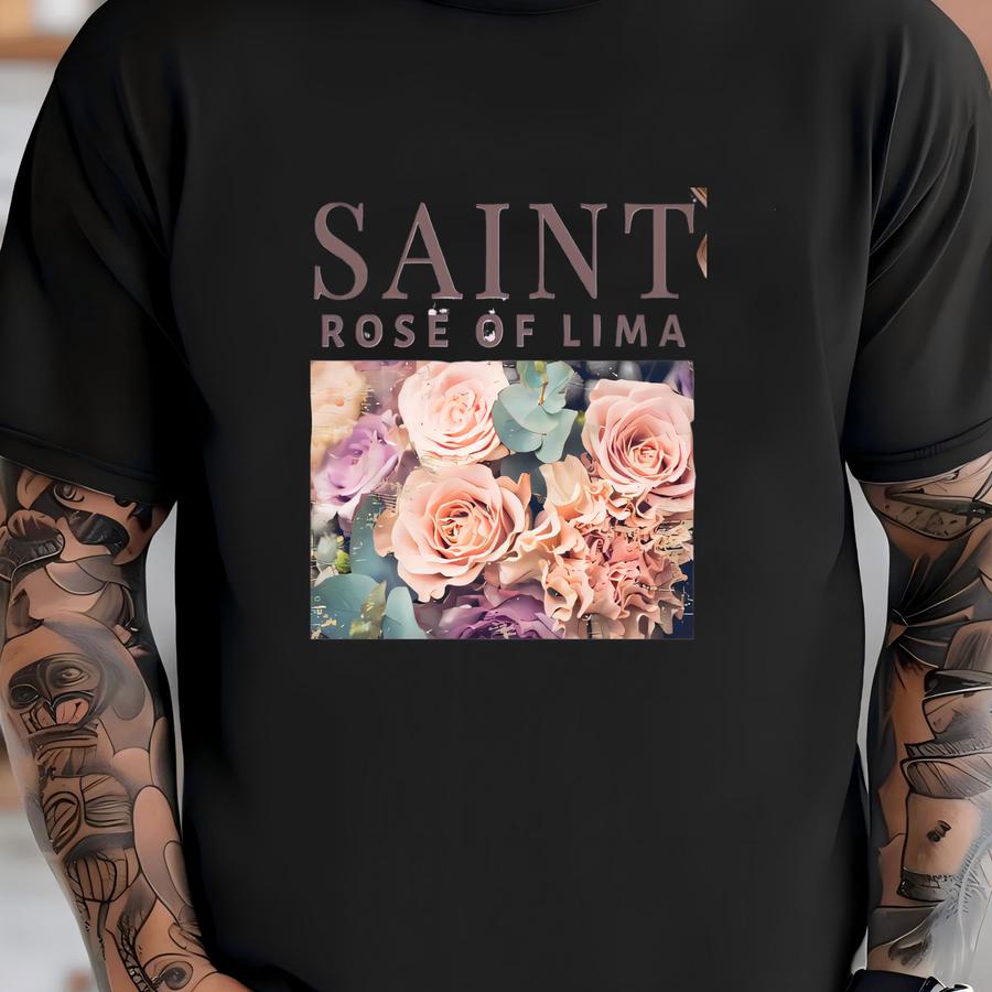 Saint Rose Of Lima Shirt: Catholic Floral Tee, Christian Apparel T-shirt
