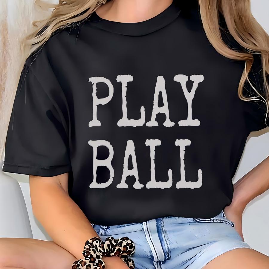 Play Ball Baseball Shirt For Women Ballpark Sweatshirt Distressed Baseball Tee Baseball Mama Game Day Tshirt ’s Wife Tee Softball Mom T-shirt