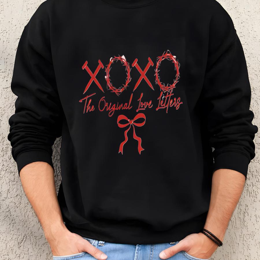 Jesus Shirt Xoxo Christian Shirts For Women, Worship Hoodie Faith Shirt, Christian Sweatshirt Original Love Letters Christian Crewneck Sweatshirt