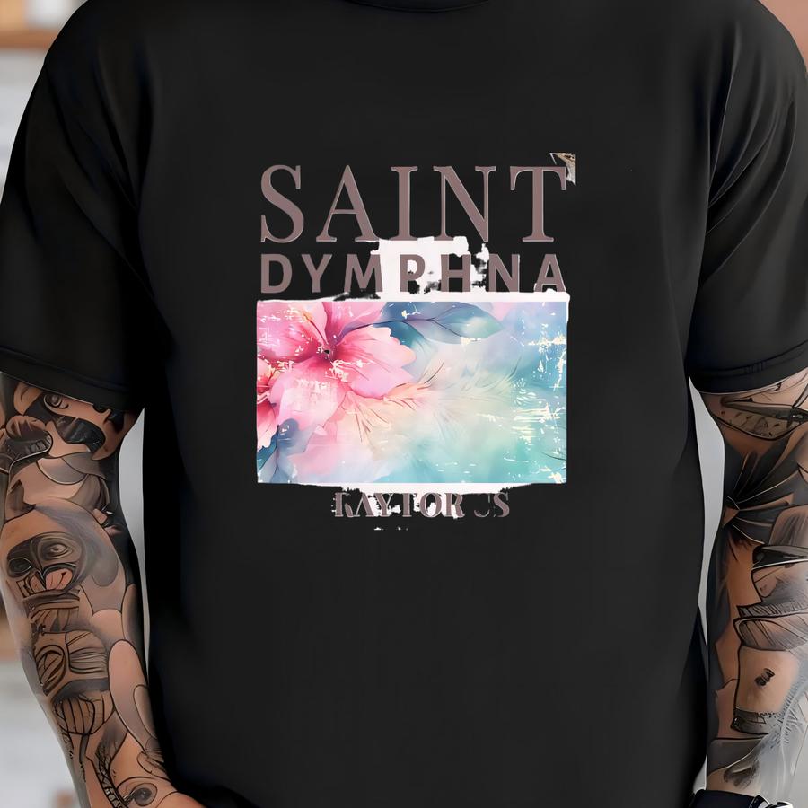 Saint Dymphna Hoodie: Vintage Floral Catholic Tee, Patron Saint Of Mental Health T-shirt