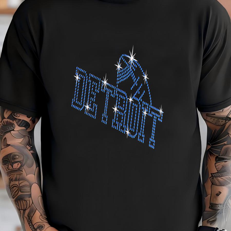 Detroit Football Rhinestone Hat: Game Day  T-shirt